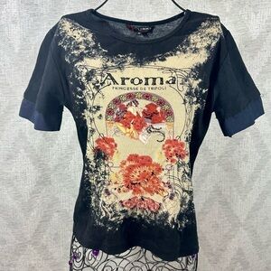 Nikky Mosaic "aroma" angel beaded graphic t-shirt size M